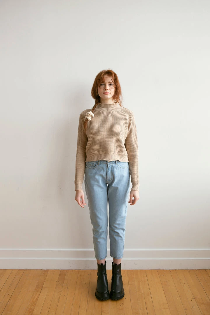 Fin & Vince Women's Crop Sweater - Beige 5 Fin & Vince Women's Crop Sweater - Beige