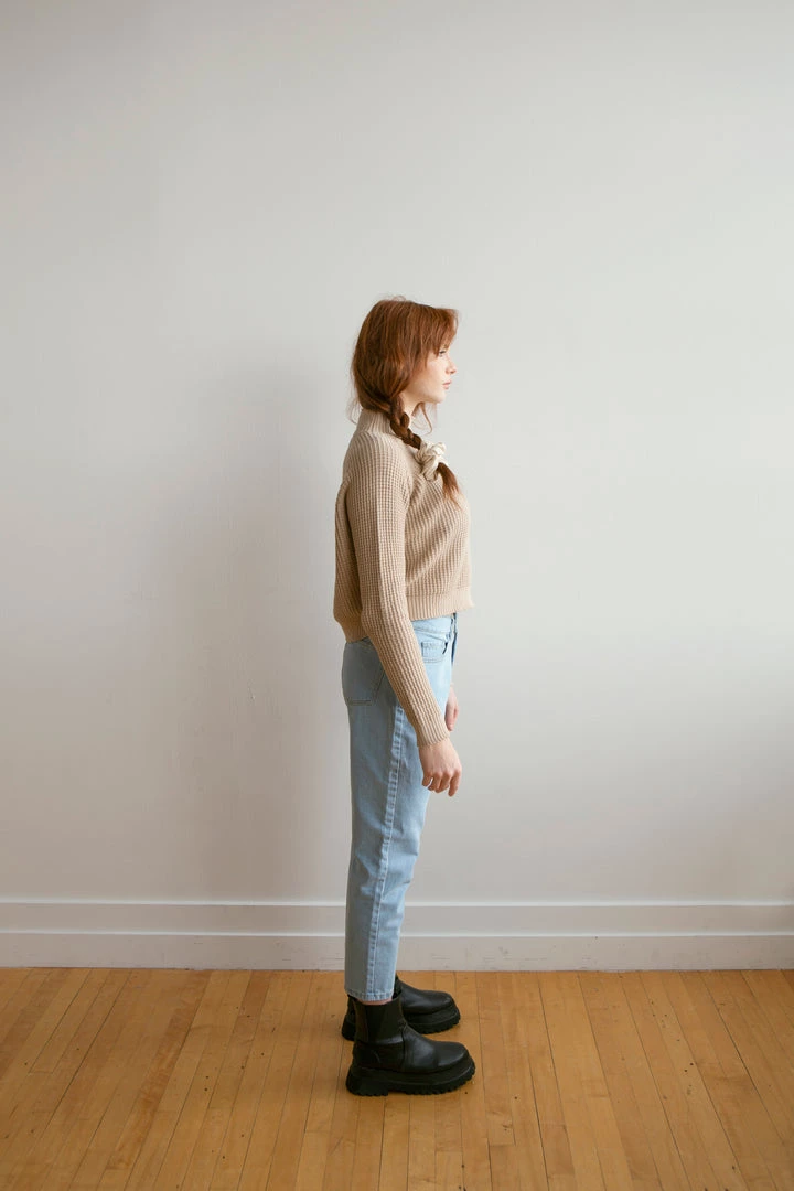 Fin & Vince Women's Crop Sweater - Beige 8 Fin & Vince Women's Crop Sweater - Beige