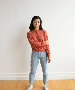 Fin & Vince Women's Fleece Button Pullover - Tomato Sale 25 Fin & Vince Women's Fleece Button Pullover - Tomato Sale