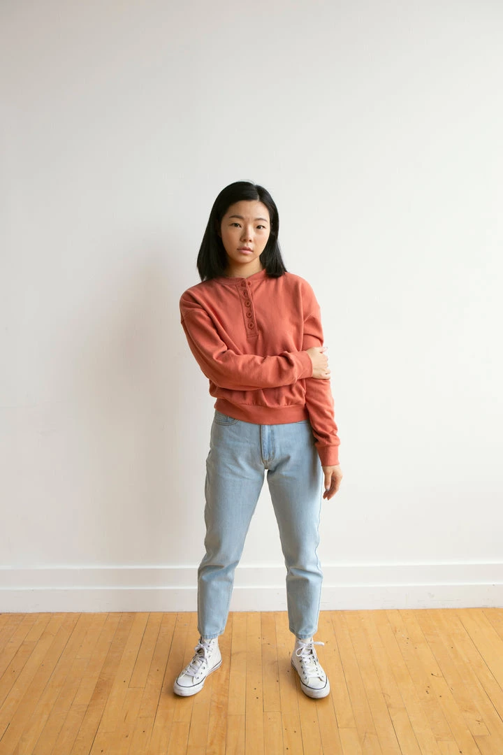 Fin & Vince Women's Fleece Button Pullover - Tomato Sale 9 Fin & Vince Women's Fleece Button Pullover - Tomato Sale