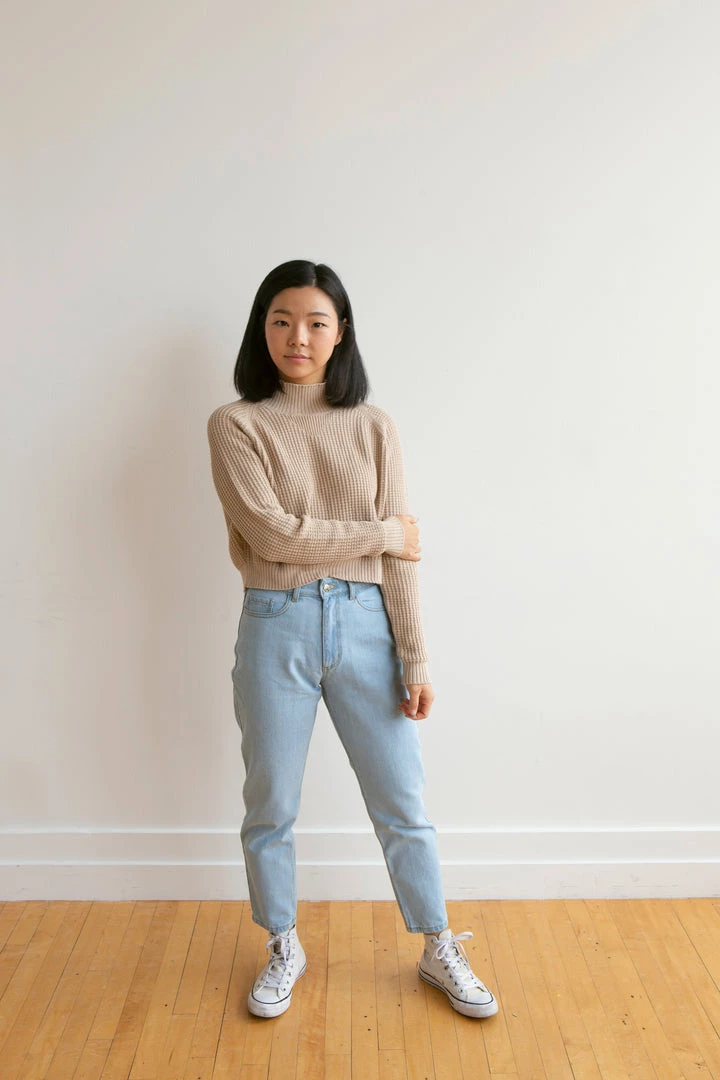 Fin & Vince Women's Crop Sweater - Beige 18 Fin & Vince Women's Crop Sweater - Beige