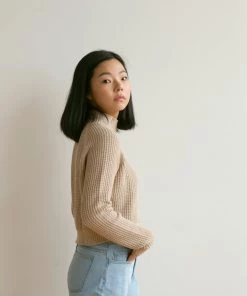 Fin & Vince Women's Crop Sweater - Beige 32 Fin & Vince Women's Crop Sweater - Beige