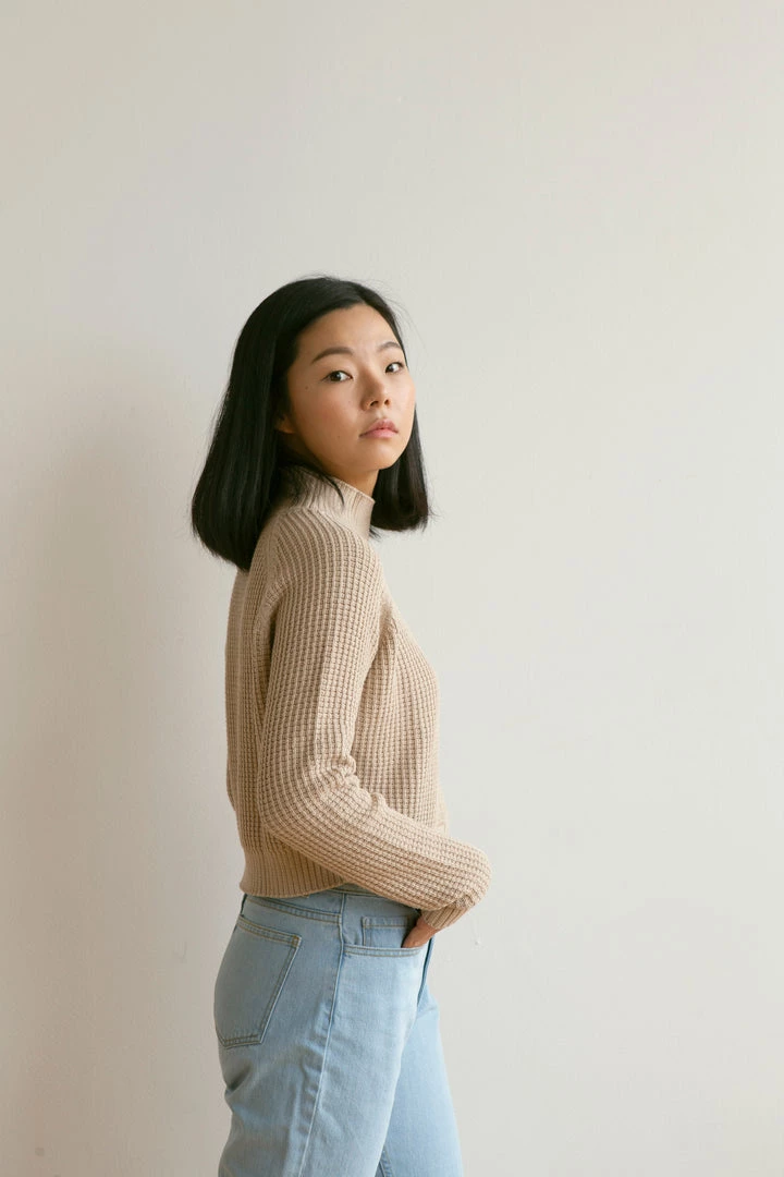 Fin & Vince Women's Crop Sweater - Beige 16 Fin & Vince Women's Crop Sweater - Beige