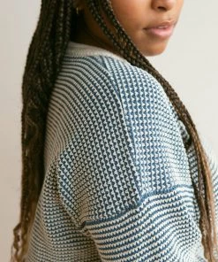 Fin & Vince Women's Loop Sweater - Milk/ Vintage Blue