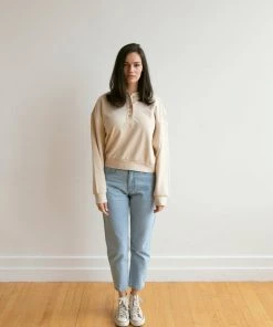 Fin & Vince Women's Fleece Button Pullover - Sand Sale 21 Fin & Vince Women's Fleece Button Pullover - Sand Sale