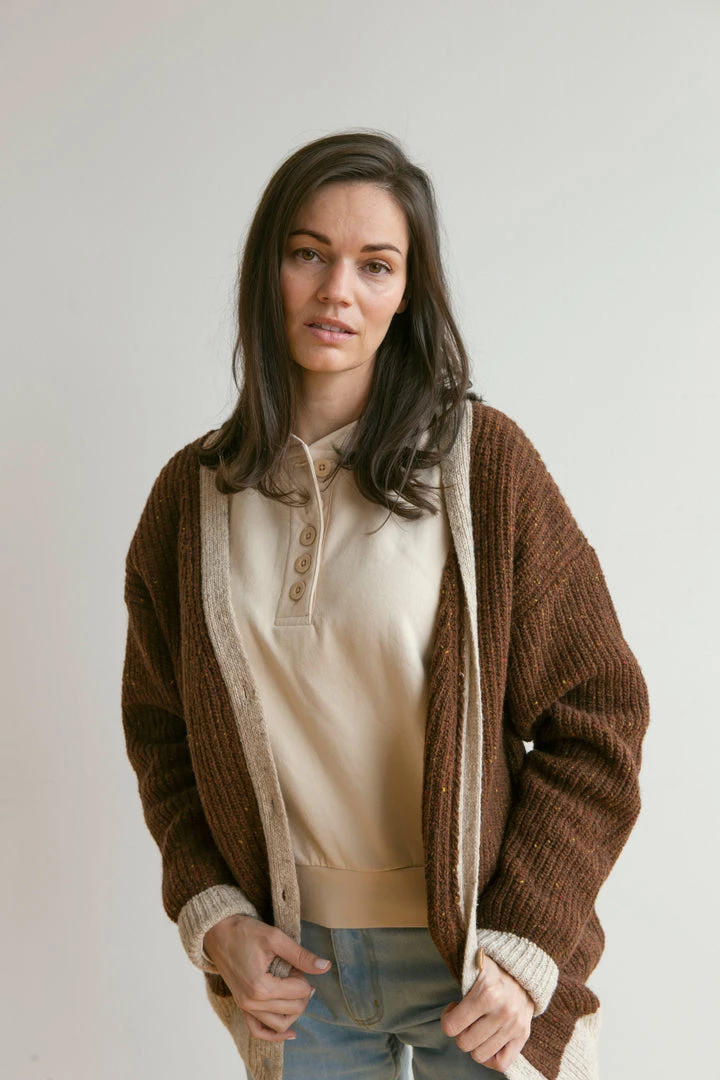 Fin & Vince Women's Fleece Button Pullover - Sand Sale 13 Fin & Vince Women's Fleece Button Pullover - Sand Sale