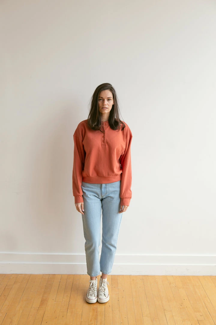 Fin & Vince Women's Fleece Button Pullover - Tomato Sale 11 Fin & Vince Women's Fleece Button Pullover - Tomato Sale