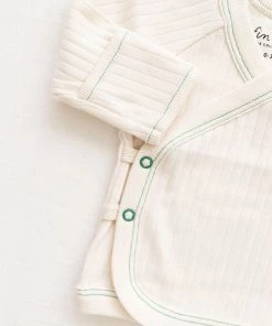 Fin & Vince Wrap Top - Milk + Emerald Stitch Sale
