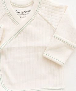 Fin & Vince Wrap Top - Milk + Emerald Stitch Sale