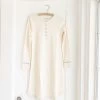 Fin & Vince Sale Women's Nightgown - Milk + Emerald Stitch