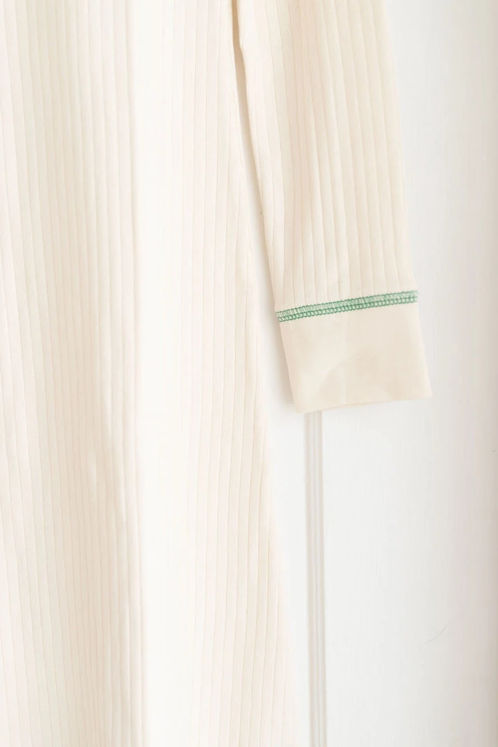 Fin & Vince Sale Women's Nightgown - Milk + Emerald Stitch 5 Fin & Vince Sale Women's Nightgown - Milk + Emerald Stitch