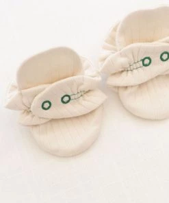 Fin & Vince Booties - Milk + Emerald Stitch