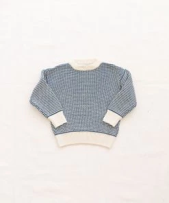 Fin & Vince Loop Sweater - Milk/ Vintage Blue Sale