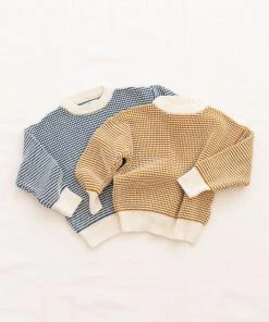 Fin & Vince Loop Sweater - Milk/ Vintage Blue Sale