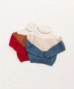 Fin & Vince Colorblock Mock Neck Sweater - Chili Sale