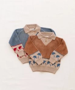 Fin & Vince Umbrella Sweater - Hazelnut/ Flax/ Vintage Blue
