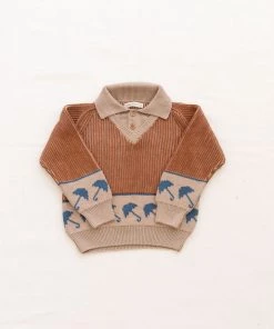Fin & Vince Umbrella Sweater - Hazelnut/ Flax/ Vintage Blue