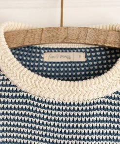 Fin & Vince Women's Loop Sweater - Milk/ Vintage Blue