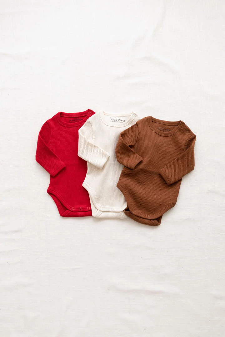 Fin & Vince Ribbed Long Sleeve Onesie - Hazelnut 4 Fin & Vince Ribbed Long Sleeve Onesie - Hazelnut