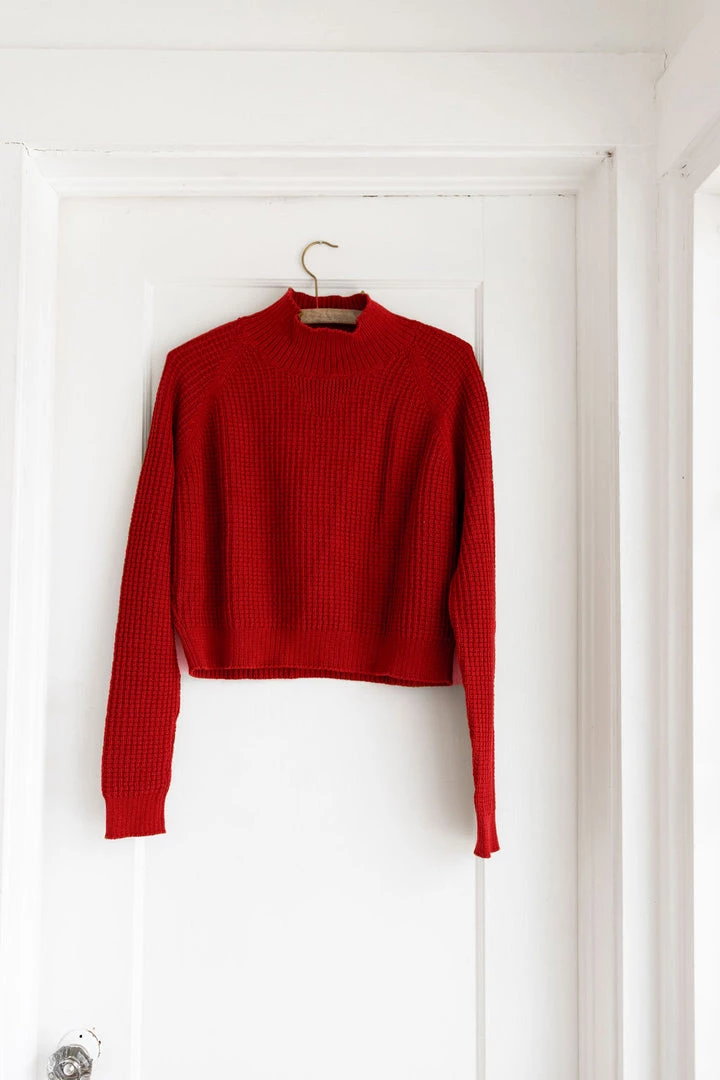 Fin & Vince Women's Crop Sweater - Chili 3 Fin & Vince Women's Crop Sweater - Chili