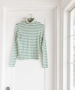 Fin & Vince Women's Ribbed Turtleneck - Ticking Stripe Sale