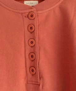 Fin & Vince Women's Fleece Button Pullover - Tomato Sale 22 Fin & Vince Women's Fleece Button Pullover - Tomato Sale