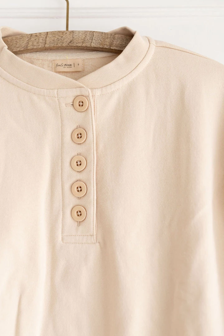 Fin & Vince Women's Fleece Button Pullover - Sand Sale 7 Fin & Vince Women's Fleece Button Pullover - Sand Sale