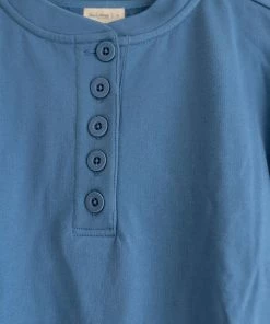 Fin & Vince Women's Fleece Button Pullover - Vintage Blue Sale