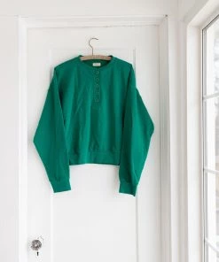 Fin & Vince Women's Fleece Button Pullover - Jade Sale
