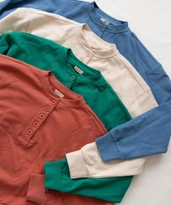 Fin & Vince Fleece Button Pullover - Jade