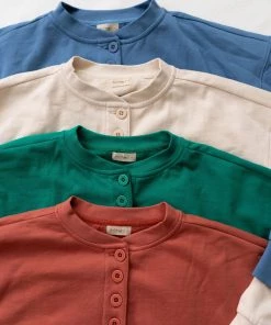 Fin & Vince Sale Fleece Button Pullover - Tomato