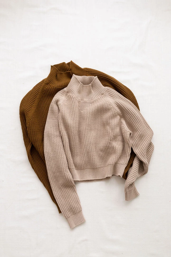 Fin & Vince Women's Crop Sweater - Beige 19 Fin & Vince Women's Crop Sweater - Beige