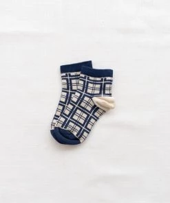 Fin & Vince Printed Socks - French Plaid - Navy