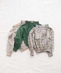 Fin & Vince Sale Smock Blouse - Navy French Plaid