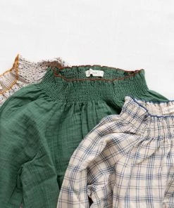 Fin & Vince Sale Smock Blouse - Navy French Plaid