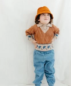 Fin & Vince Umbrella Sweater - Hazelnut/ Flax/ Vintage Blue