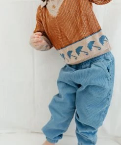 Fin & Vince Umbrella Sweater - Hazelnut/ Flax/ Vintage Blue