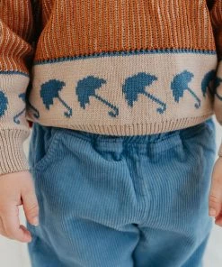 Fin & Vince Umbrella Sweater - Hazelnut/ Flax/ Vintage Blue