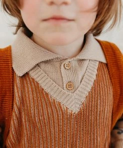 Fin & Vince Umbrella Sweater - Hazelnut/ Flax/ Vintage Blue