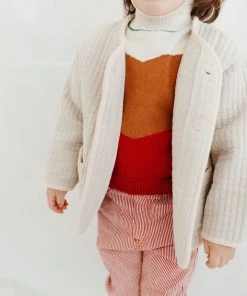 Fin & Vince Colorblock Mock Neck Sweater - Chili Sale