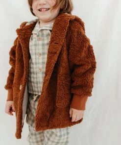 Fin & Vince Sherpa Coat - Hazelnut French Plaid Sale
