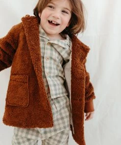 Fin & Vince Sherpa Coat - Hazelnut French Plaid Sale