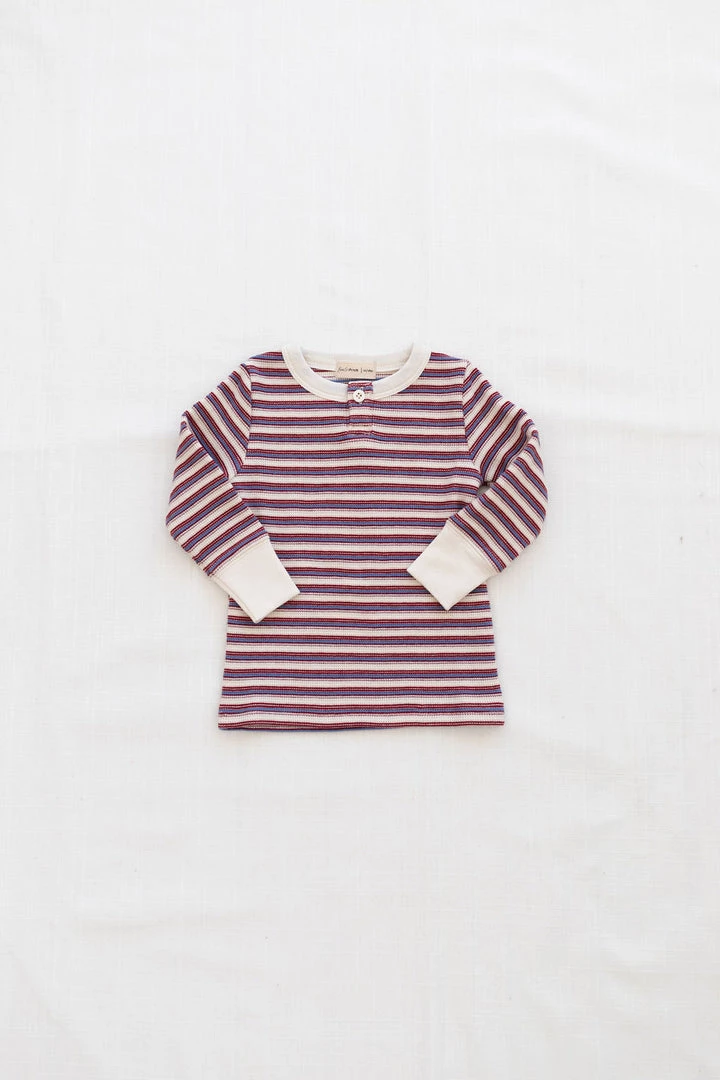 Fin & Vince Sale Waffle Henley Top - Grain Sack Stripe 3 Fin & Vince Sale Waffle Henley Top - Grain Sack Stripe