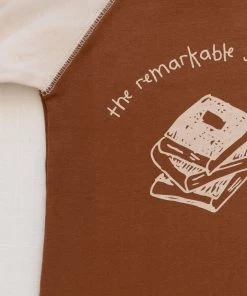 Fin & Vince Baseball Tee - Hazelnut Book Stack Sale