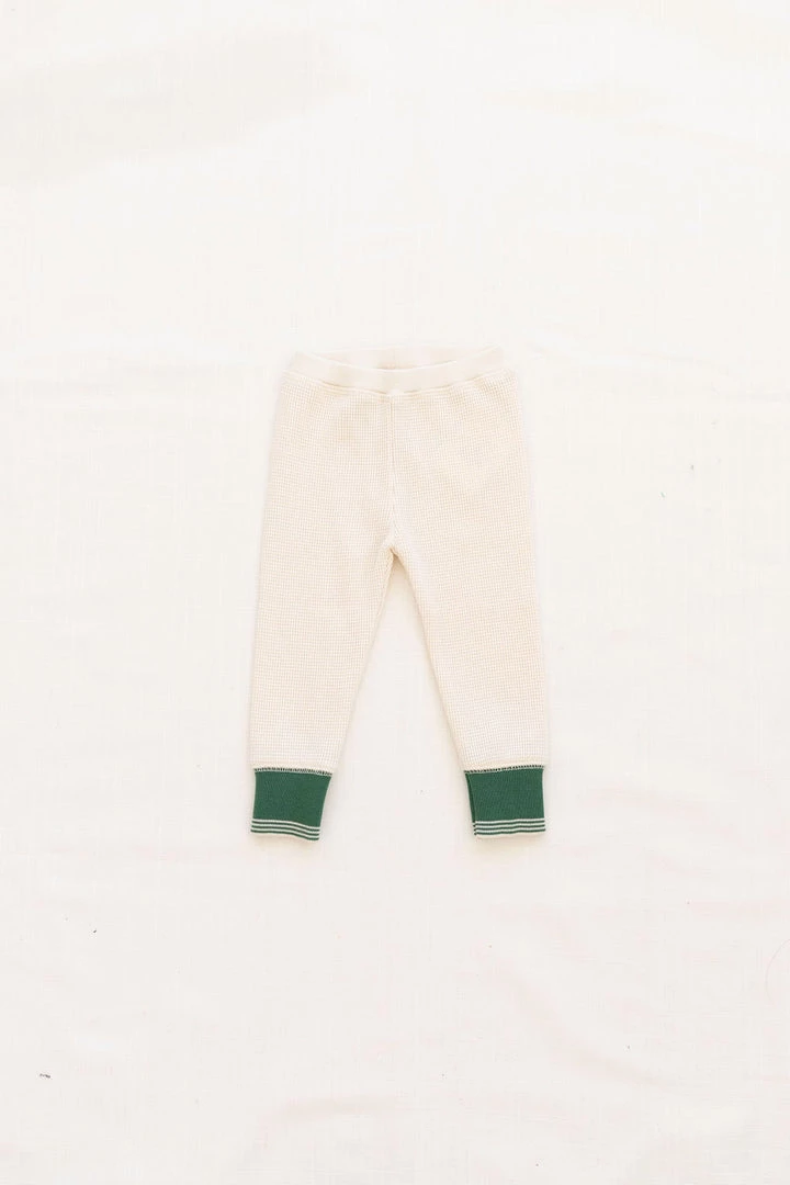 Fin & Vince Waffle Home Pant - Milk/ Fern Retro Cuff Sale 3 Fin & Vince Waffle Home Pant - Milk/ Fern Retro Cuff Sale