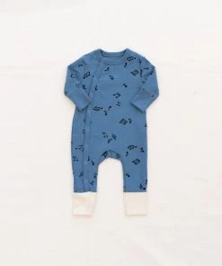 Fin & Vince Ribbed Wrap One Piece - Vintage Blue Melody