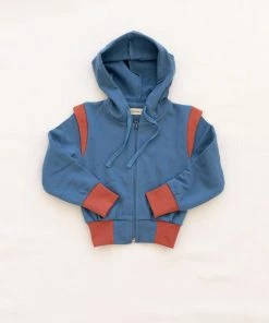 Fin & Vince Sale Hooded Jacket - Vintage Blue/ Tomato
