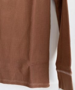 Fin & Vince Sale Women's Waffle Henley Top - Cinnamon