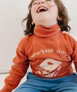 Fin & Vince Fleece Turtleneck - Book Stack - Tomato Sale