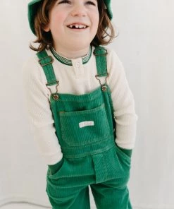 Fin & Vince Waffle Henley Top - Milk/ Fern Retro Cuff Sale